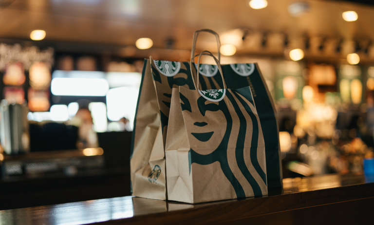 starbucks bags carryout with logo sbux