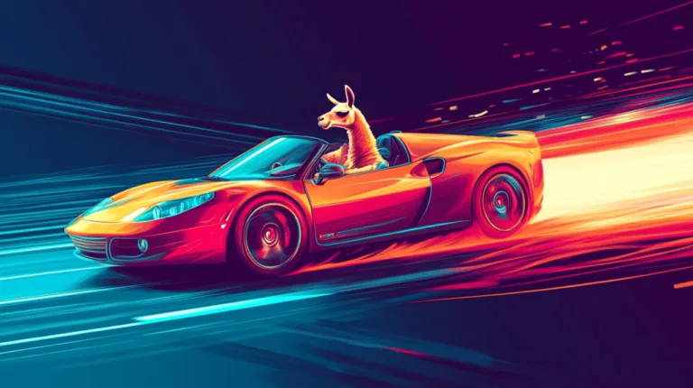 nuneybits Vector art of a Llama in a sports car speeding going 69f38101 8a31 416d a46b d705bf2da6df 1