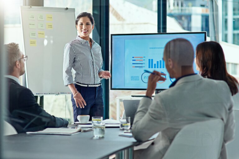 a person delivering a presentation getty