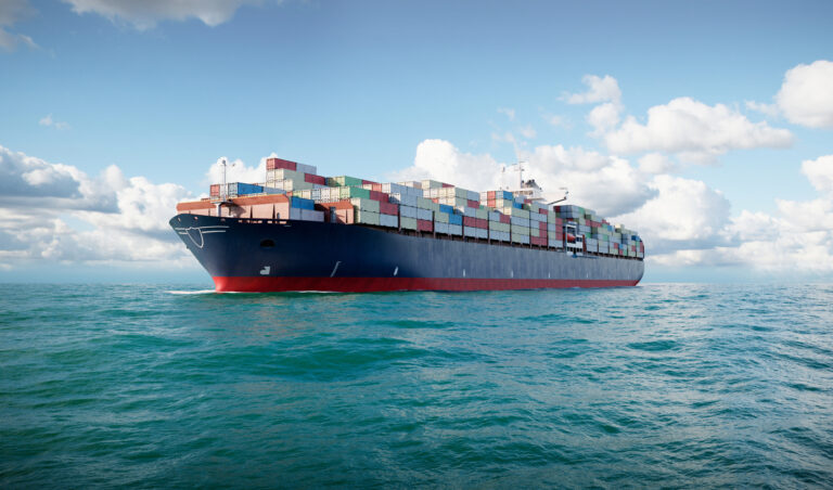 cargo ship plying its trade on the open sea