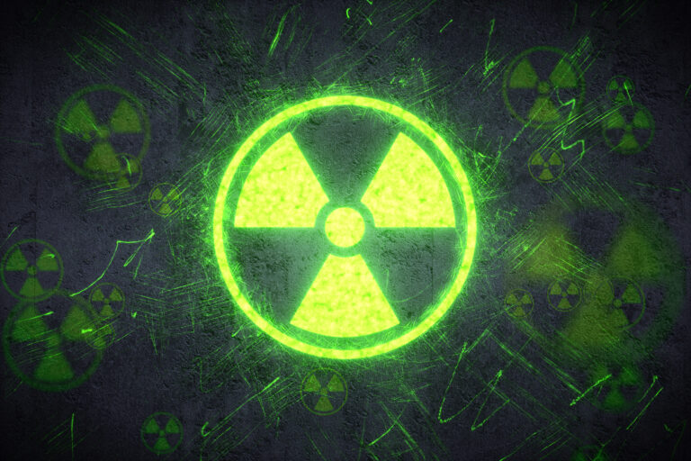 glowing green nuclear radiation icon