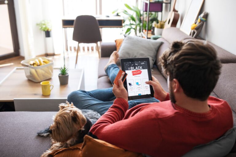 person shopping online using a tablet