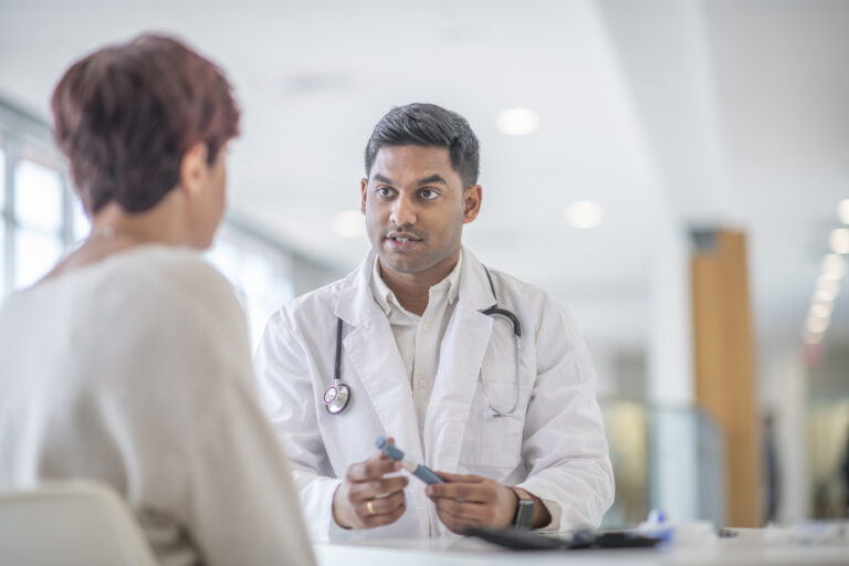 doctor with patient talking