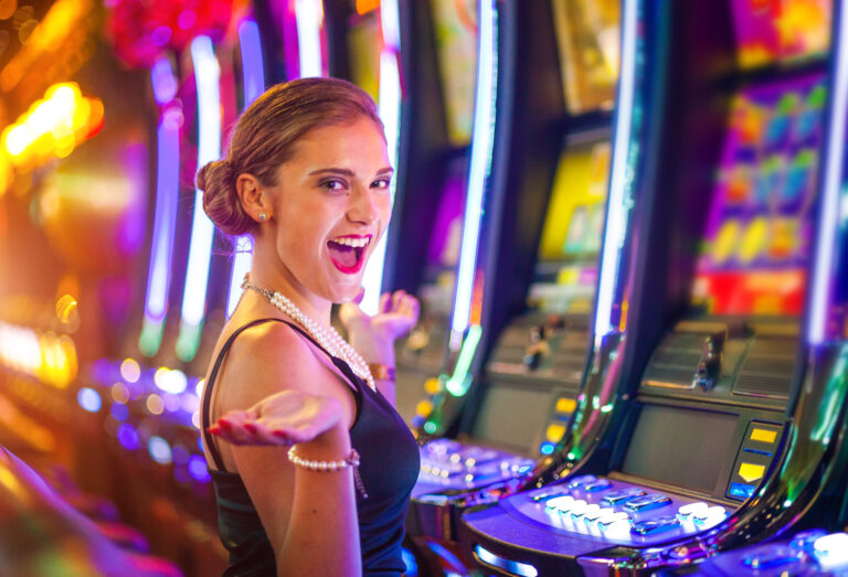 woman at slot machine