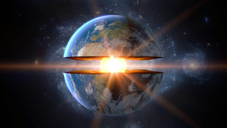 Earth core inner structure with geological layers