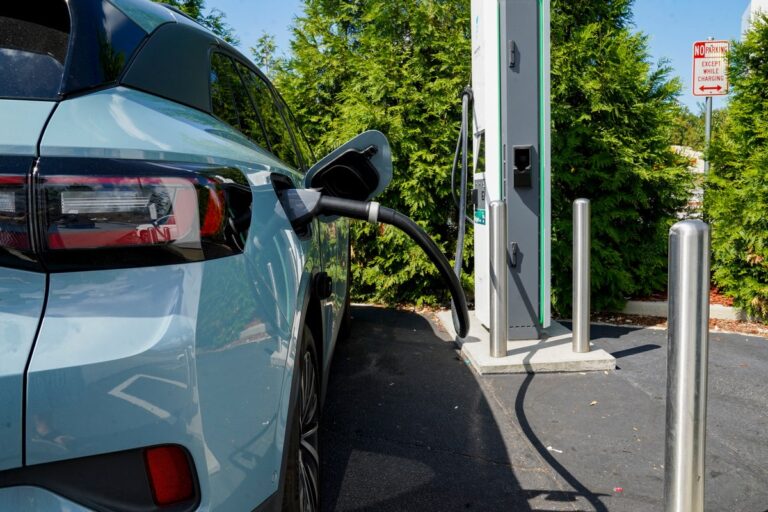 Electric vehicle at charging station