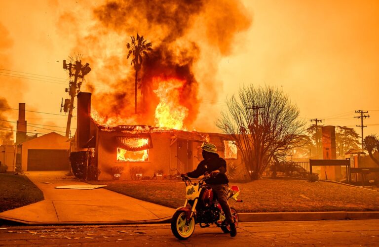 cyclist views LA fires