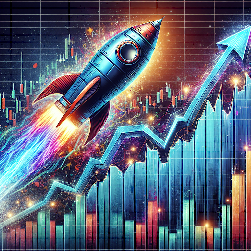 rocketship rising on a stock chart image created by jesterai