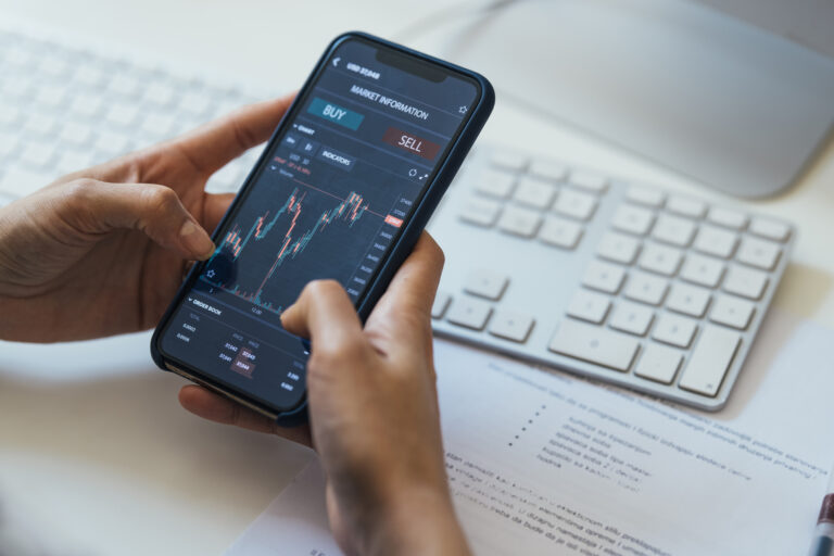 stock market graph on smartphone
